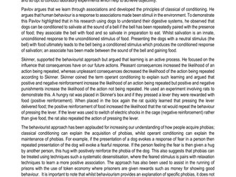 APPROACHES ESSAYS - 16 MARK EXEMPLAR ANSWERS