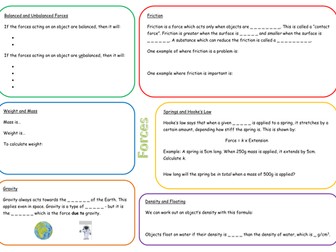 Year 8 forces worksheet picture