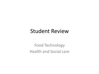 Food Preparation and Nutrition Student Self Review
