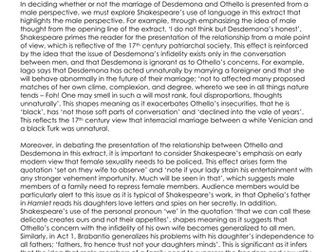 Othello essay: Typically, texts about husbands and wives present marriage from a male point of view