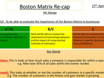 Boston Matrix revision lesson