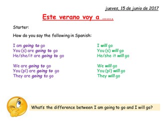 Holiday activities - using the immediate and simple future tenses in Spanish
