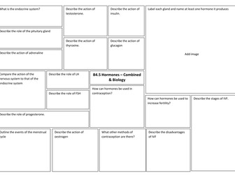 B5 Homeostasis & response revision broadsheet for new AQA GCSE sciences (2018)