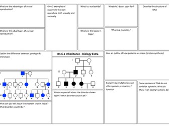 B6 - Inheritance, variation and evolution revision broadsheets for new AQA GCSE sciences (2018 exam)