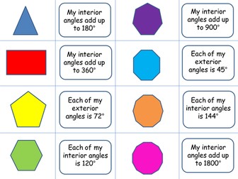 Angles in polygons card sort