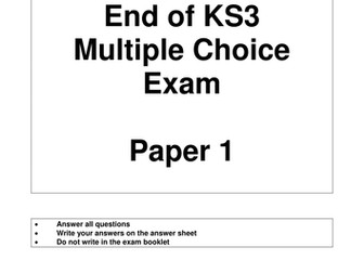 Multiple choice end of KS3 Science exam