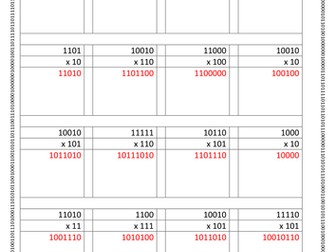 A-Level Computer Science - Binary Multiplication Worksheet