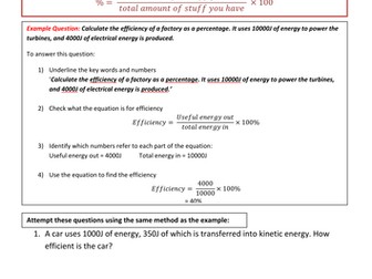 Efficiency calculations