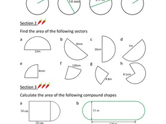 Area of shapes involving circles