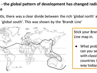 New AQA A geopgraphy spec - Brandt line + DTM, causes and consequences of uneven development