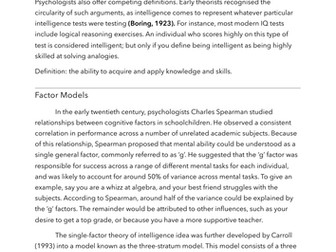 OCR PSYCHOLOGY APPLICATION CHILD - INTELLIGENCE (A LEVEL)