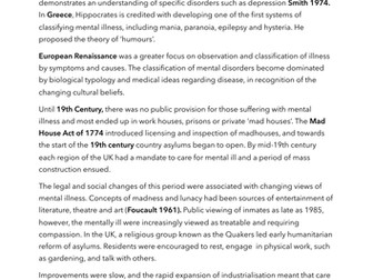OCR PSYCHOLOGY APPLIED MENTAL HEALTH - HISTORICAL CONTEXT (A LEVEL)