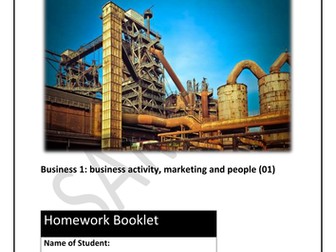 FREE SAMPLE -Homework tasks for GCSE Business (9-1): OCR 01 business activity, marketing and people