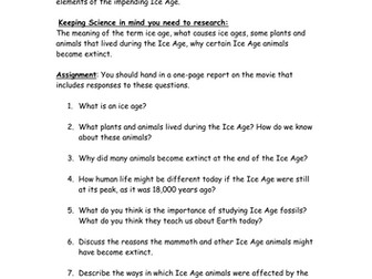 Extinction, Evolution, Climate change - through the movie