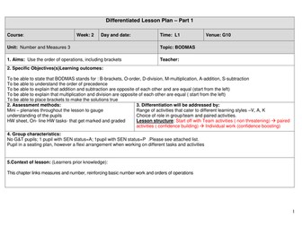 BIDMAS / BODMAS - lesson plan
