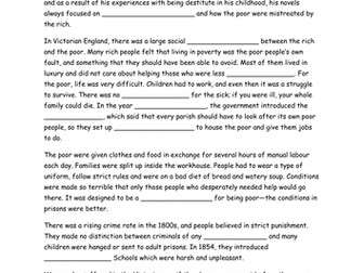 Victorian England Context - Cloze Exercise