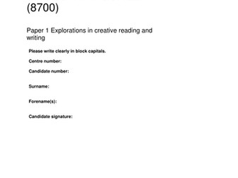 AQA GCSE English Language mock/ practice paper for Paper 1