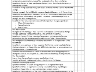 P3 AQA (9-1) Particle Model Unit Checklist