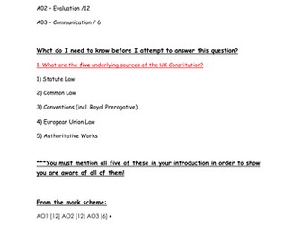 Sources of the UK Constitution Essay Plan