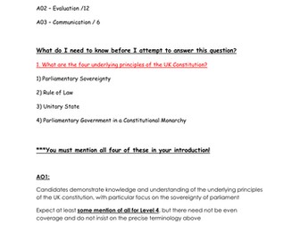 Principles of the UK Constitution Essay Plan