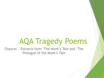 AQA B English Literature AS and A level - Tragedy poetry collection: Chaucer 'The Monk's Tale'