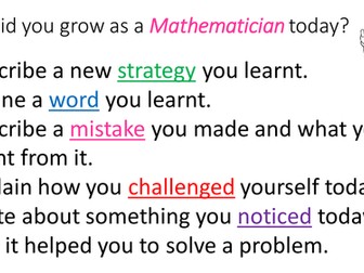 Reflective Plenary for Maths