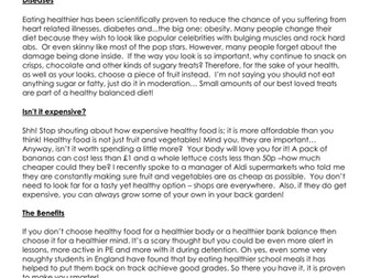 Healthy Eating Comprehension