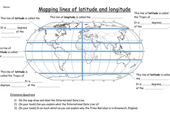 KS3 Latitude and Longitude Worksheet