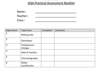 2016 AQA Chemistry GCSE Required Practical Booklet
