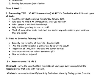 Year 5 and 6 guided reading plan  for Out Of The Ashes