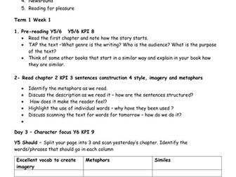 Guided reading plan for Wolf Brother 6 weeks for year 5/6