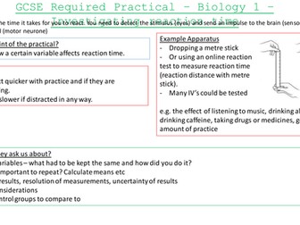 AQA Combined Science - Biology Required Practical Revision sheets