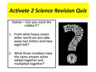 Activate 2 Science Revision Quiz