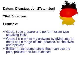 Edexcel GCSE German Stimmt Mündlicher Test Kapitel 3