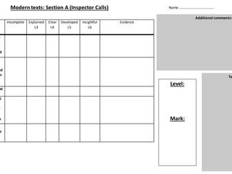 AQA English Literature marking sheet- paper 2
