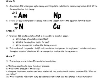AQA NEW TRIOLOGY Radioactive Decay Graded Task