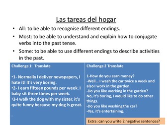 Preterite tense practice (los trabajos)