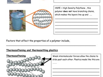 Differentiated Worksheet on Properties of Polymers