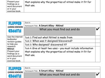 A Flipped Learning Homework researching Nitinol