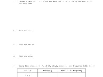 Data Analysis (Mean. Median and Mode)