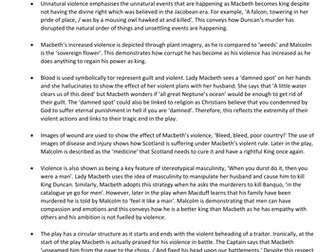 Macbeth - essay plan with key quotes on the theme of violence.