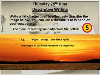 Imagery - writing to describe