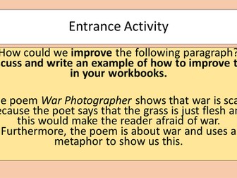 Comparison Poetry GCSE - War Photographer and Bayonet Charge