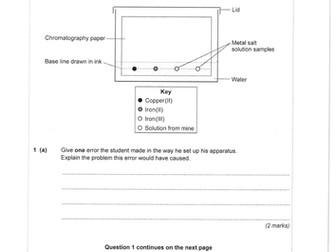Chromatography revision lesson, PPT exam questions and worksheet on RF calculation Chemical analysis