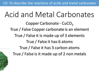 Metal Carbonates and Acids full lesson with balancing equations