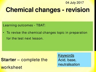 GCSE Chemistry Chemical Changes Revision Lesson