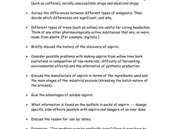 Research /Self study task on Analgesics [GCSE]