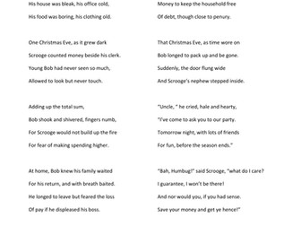Scrooge's story in rhyming couplets