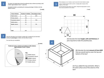 4 Maths questions for New GCSE D&T