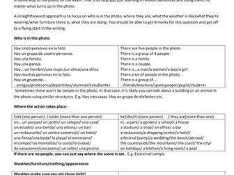 AQA GCSE Spanish Foundation writing Q1 Describe a photo in four sentences
